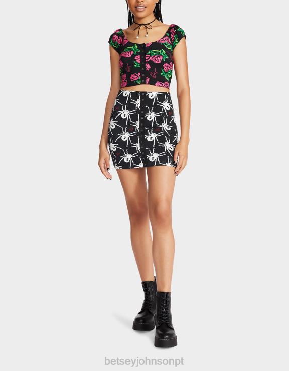 Preto branco 80th bash minissaia com encaixe frontal H6X06297 Betsey Johnson mulheres roupas