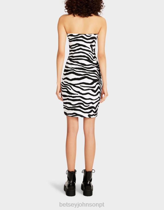 Preto branco selvagem um vestido frente única H6X06307 Betsey Johnson mulheres roupas