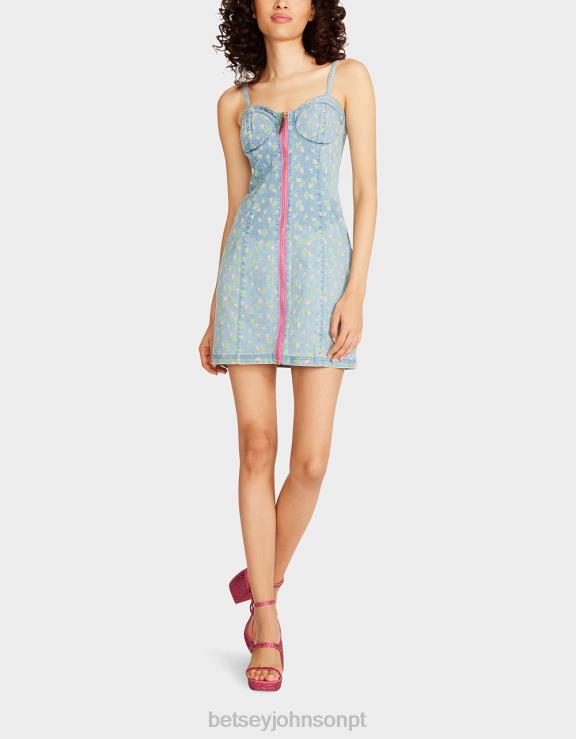azul minivestido bustiê amante de denim H6X06278 Betsey Johnson mulheres roupas