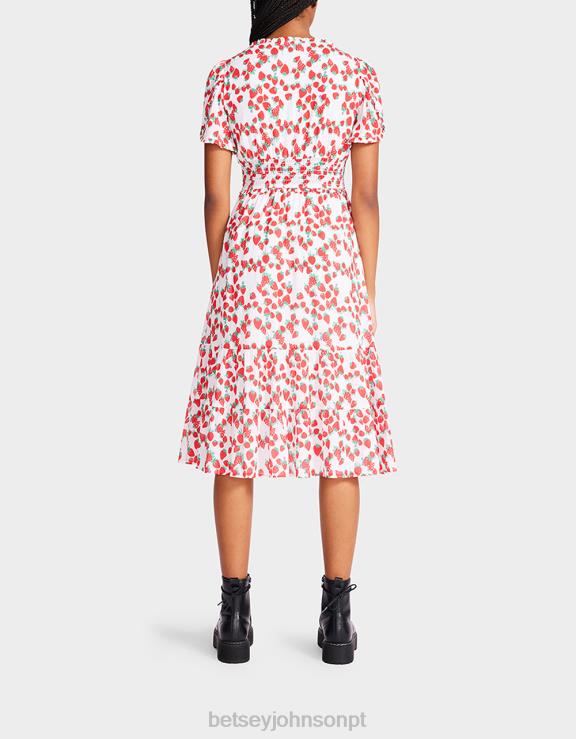 branco Strawberry Fields vestido midi voile de algodão H6X06302 Betsey Johnson mulheres roupas