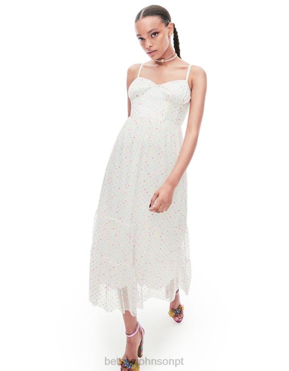 branco multi jardim vibes vestido midi espartilho H6X06281 Betsey Johnson mulheres roupas