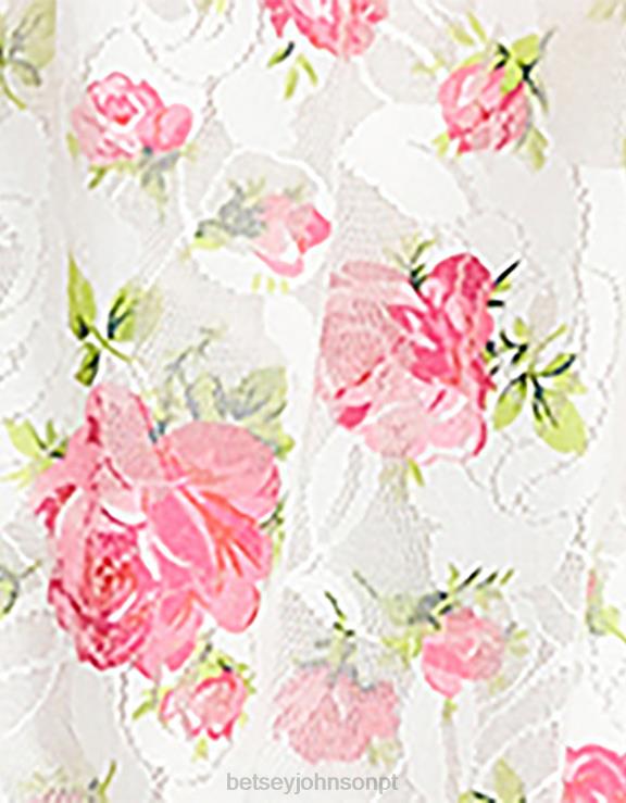 branco vestido maxi de sobrecarga floral H6X06274 Betsey Johnson mulheres roupas