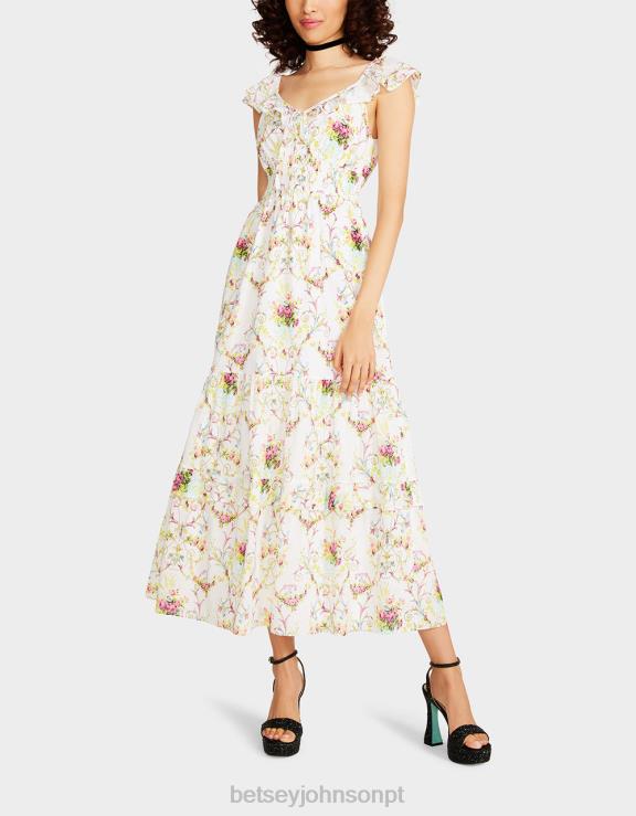 branco vestido maxi vine and dine H6X06280 Betsey Johnson mulheres roupas