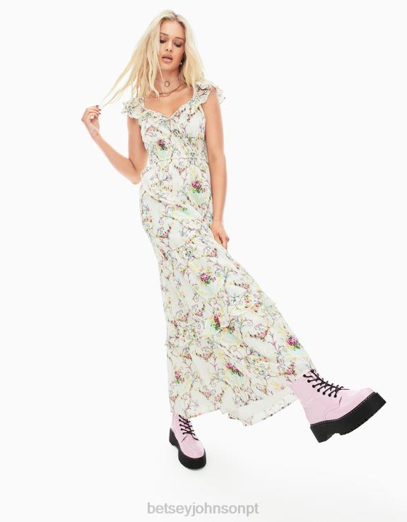 branco vestido maxi vine and dine H6X06280 Betsey Johnson mulheres roupas