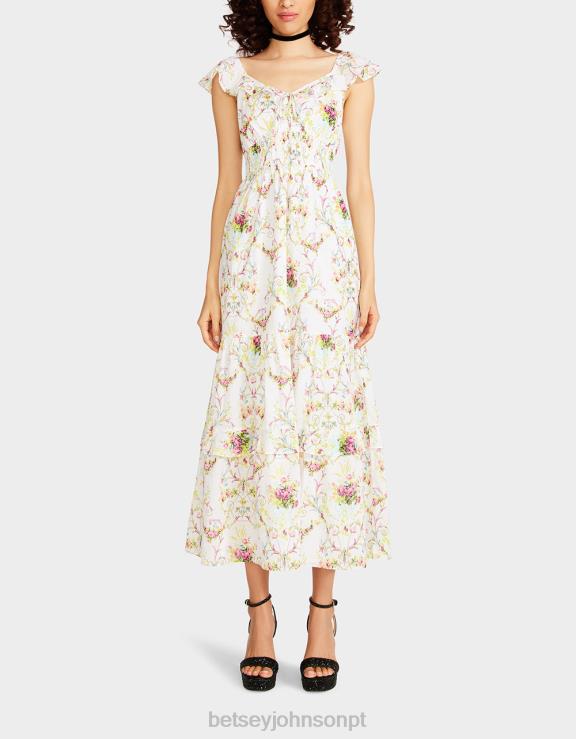 branco vestido maxi vine and dine H6X06280 Betsey Johnson mulheres roupas
