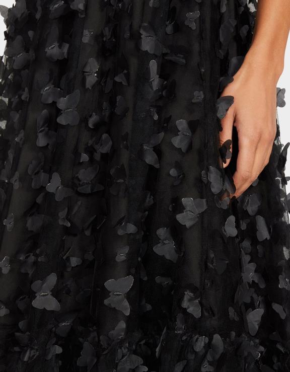 preto lindo vestido maxi borboleta H6X06275 Betsey Johnson mulheres roupas