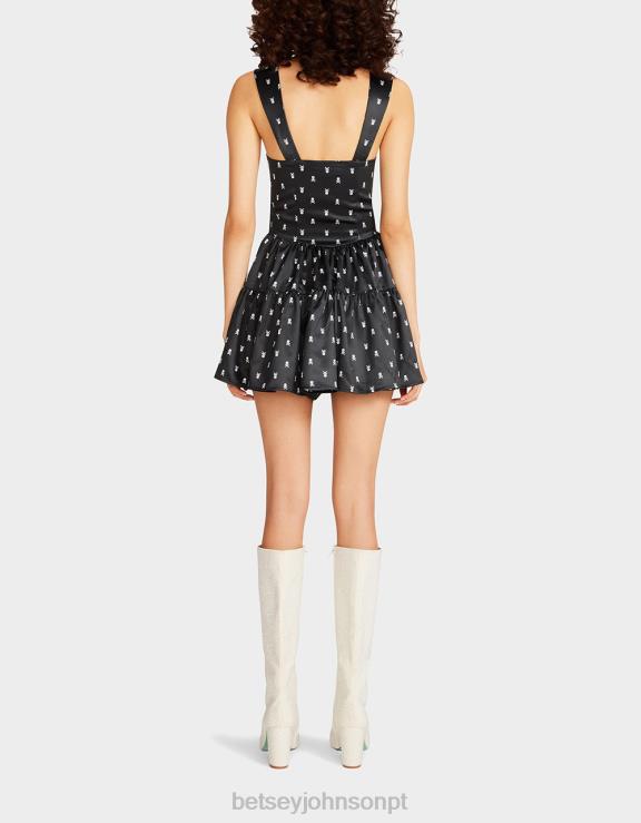 preto macacão skulltastic H6X06277 Betsey Johnson mulheres roupas