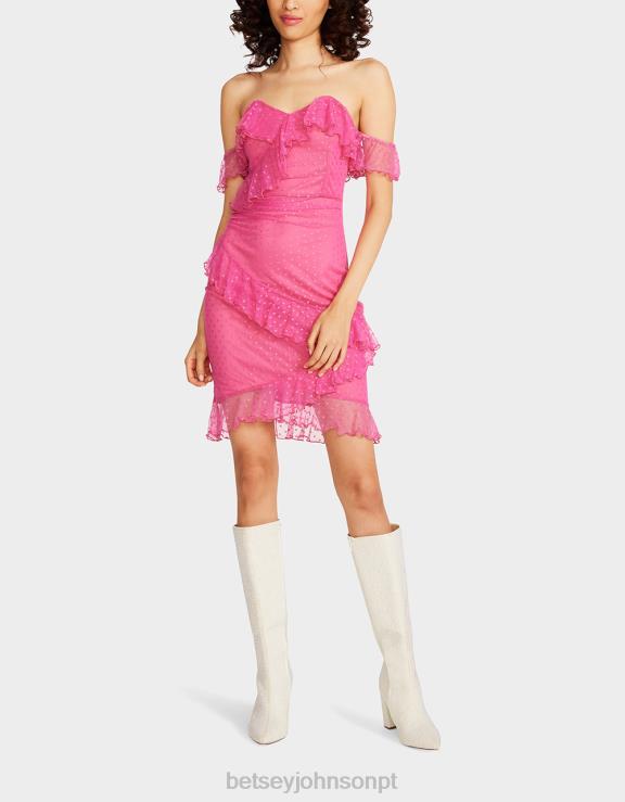 rosa malhando em torno de mini vestido sem alças H6X06279 Betsey Johnson mulheres roupas