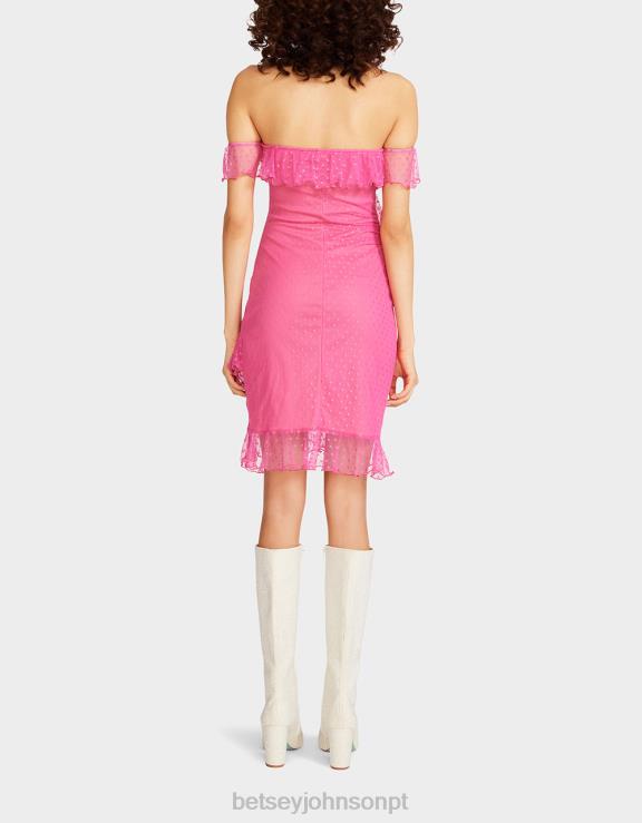 rosa malhando em torno de mini vestido sem alças H6X06279 Betsey Johnson mulheres roupas