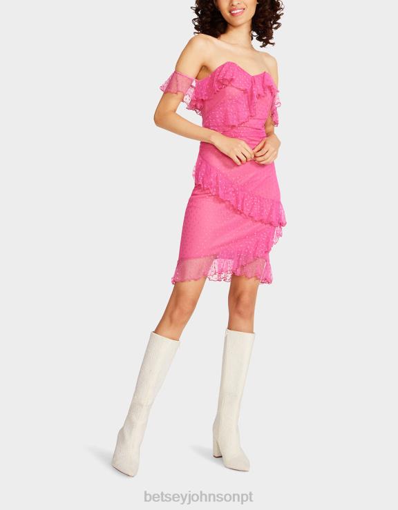 rosa malhando em torno de mini vestido sem alças H6X06279 Betsey Johnson mulheres roupas