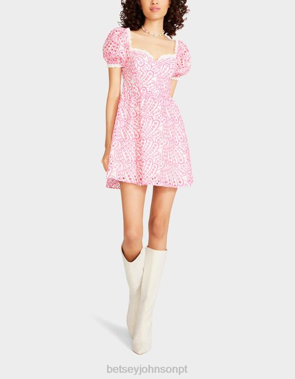 rosa mini vestido com espartilho H6X06271 Betsey Johnson mulheres roupas