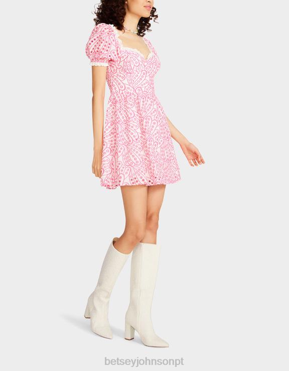rosa mini vestido com espartilho H6X06271 Betsey Johnson mulheres roupas