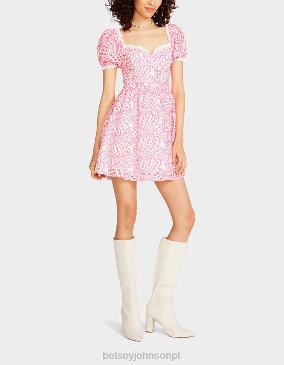 rosa mini vestido com espartilho H6X06271 Betsey Johnson mulheres roupas