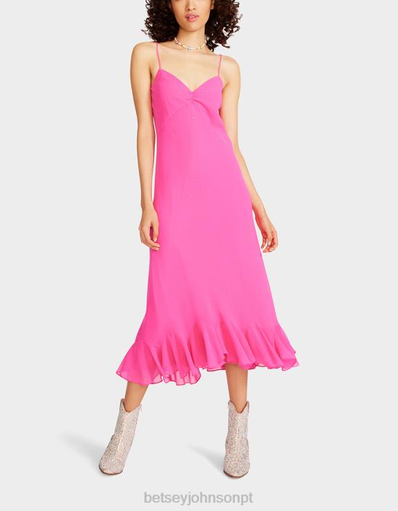rosa pouco de vestido deslizante bling H6X06301 Betsey Johnson mulheres roupas