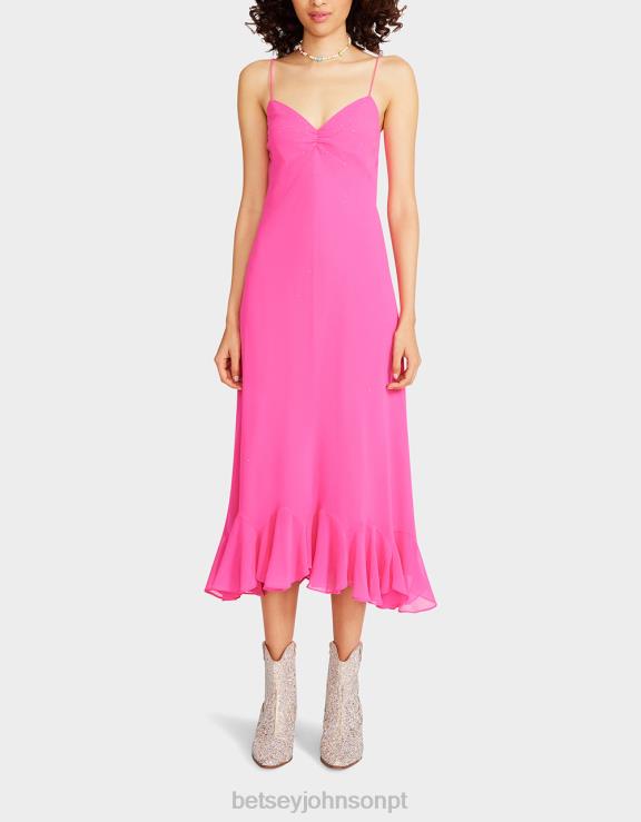 rosa pouco de vestido deslizante bling H6X06301 Betsey Johnson mulheres roupas