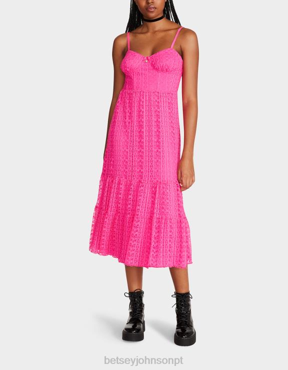 rosa vestido midi espartilho ava H6X06285 Betsey Johnson mulheres roupas