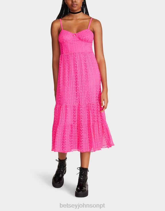 rosa vestido midi espartilho ava H6X06285 Betsey Johnson mulheres roupas