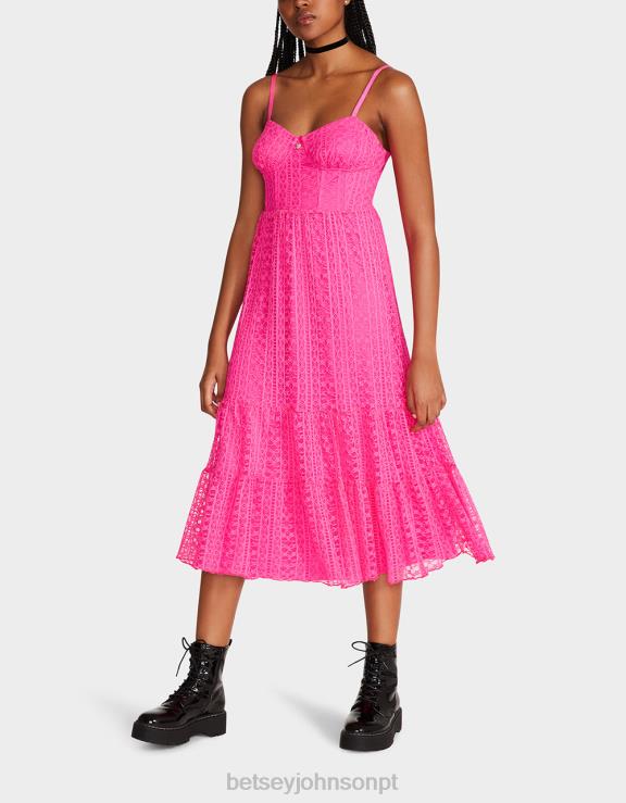 rosa vestido midi espartilho ava H6X06285 Betsey Johnson mulheres roupas