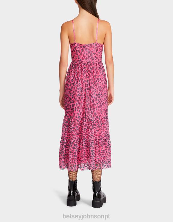 rosa wild n out espartilho de renda midi quente H6X06276 Betsey Johnson mulheres roupas