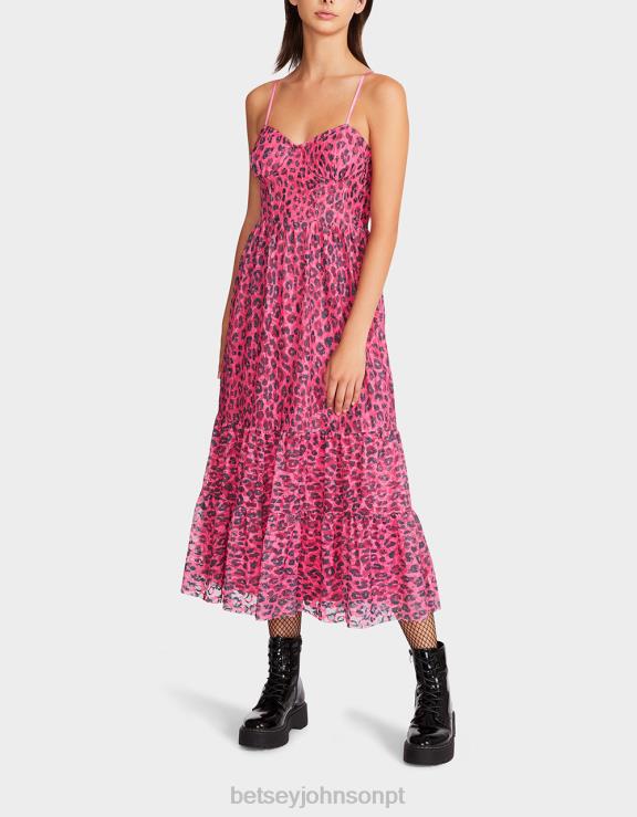 rosa wild n out espartilho de renda midi quente H6X06276 Betsey Johnson mulheres roupas