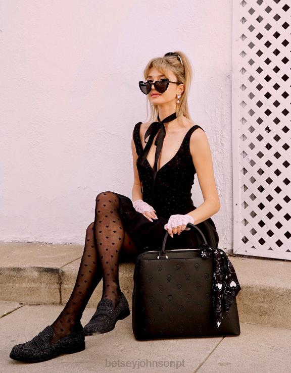 preto aron H6X0646 Betsey Johnson mulheres sapato