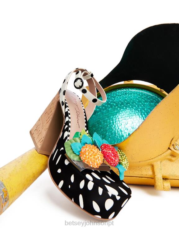 Preto branco sprite H6X06105 Betsey Johnson mulheres sapato