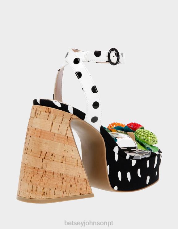 Preto branco sprite H6X06105 Betsey Johnson mulheres sapato