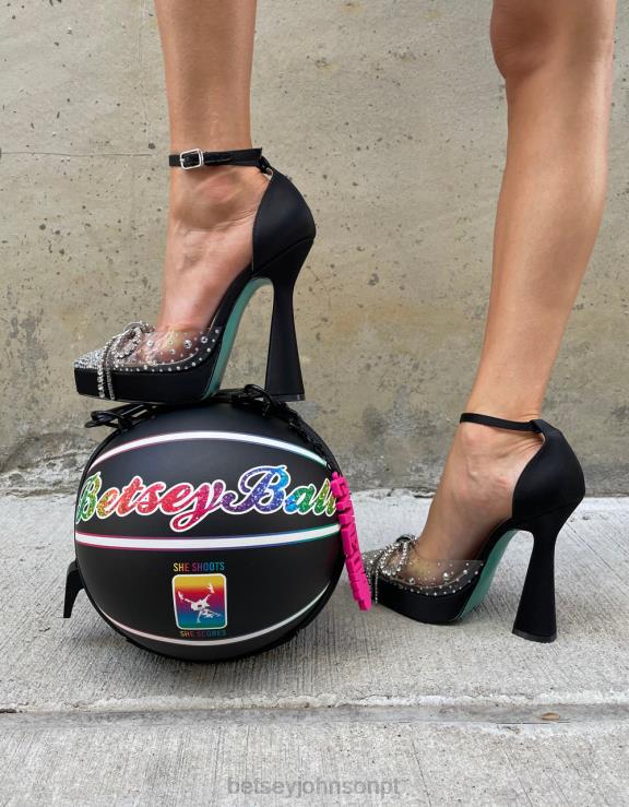 cetim preto querida H6X0685 Betsey Johnson mulheres sapato