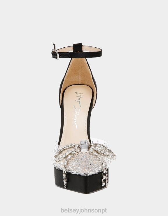 cetim preto querida H6X0685 Betsey Johnson mulheres sapato