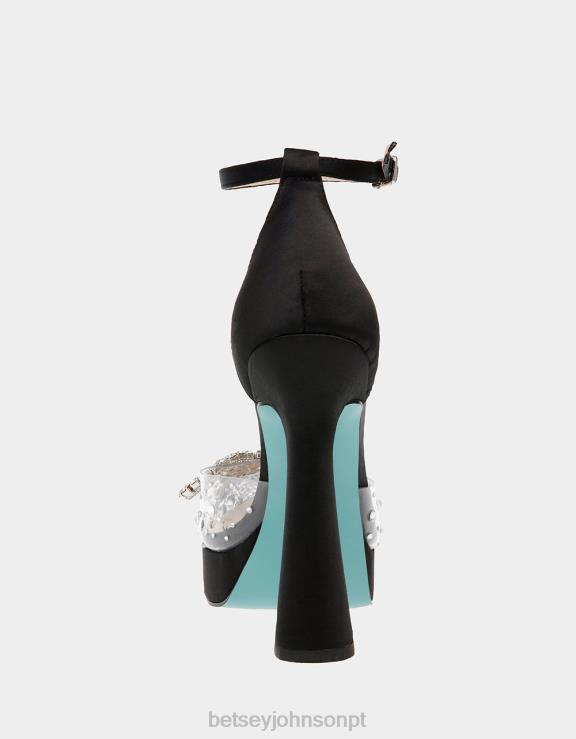 cetim preto querida H6X0685 Betsey Johnson mulheres sapato