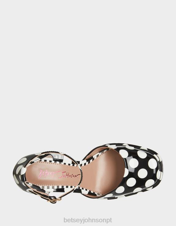 ponto polca preta tootsy H6X0672 Betsey Johnson mulheres sapato