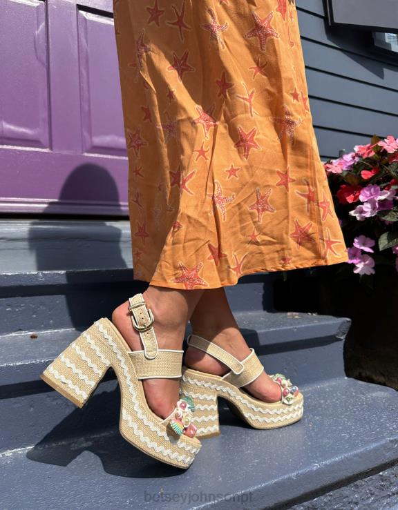 natural multi shellie H6X0667 Betsey Johnson mulheres sapato