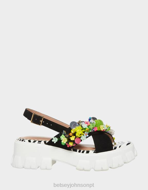 preto multi franqueado H6X0690 Betsey Johnson mulheres sapato