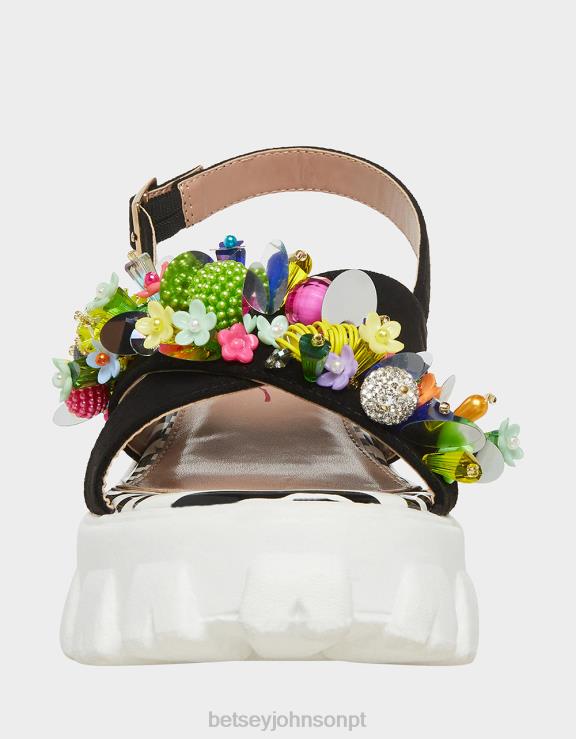 preto multi franqueado H6X0690 Betsey Johnson mulheres sapato