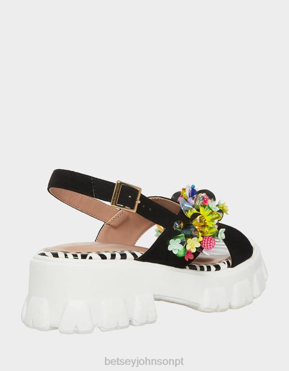 preto multi franqueado H6X0690 Betsey Johnson mulheres sapato
