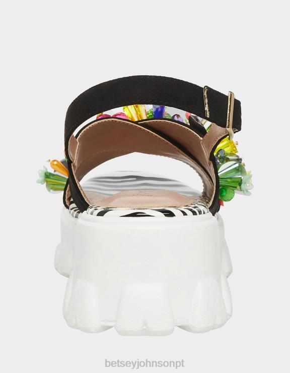 preto multi franqueado H6X0690 Betsey Johnson mulheres sapato