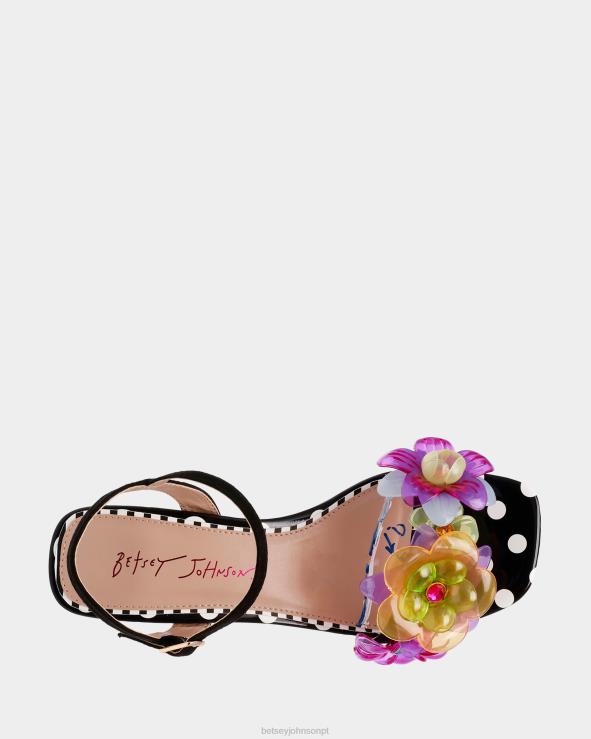 preto multi pontilhada H6X0657 Betsey Johnson mulheres sapato